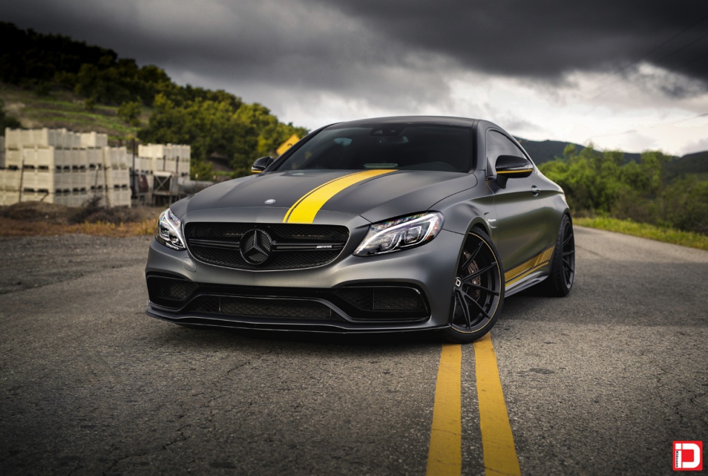 mercedes benz c63s amg ms03 matte black yellow accent klassen klassenid wheels custom bespoke rims wheel vossen forgiato adv1 anrky hre performance al13 brixton