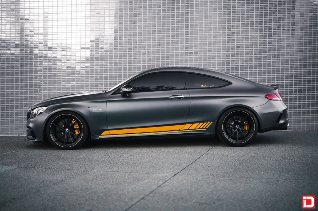 mercedes benz c63s amg ms03 matte black yellow accent klassen klassenid wheels custom bespoke rims wheel vossen forgiato adv1 anrky hre performance al13 brixton