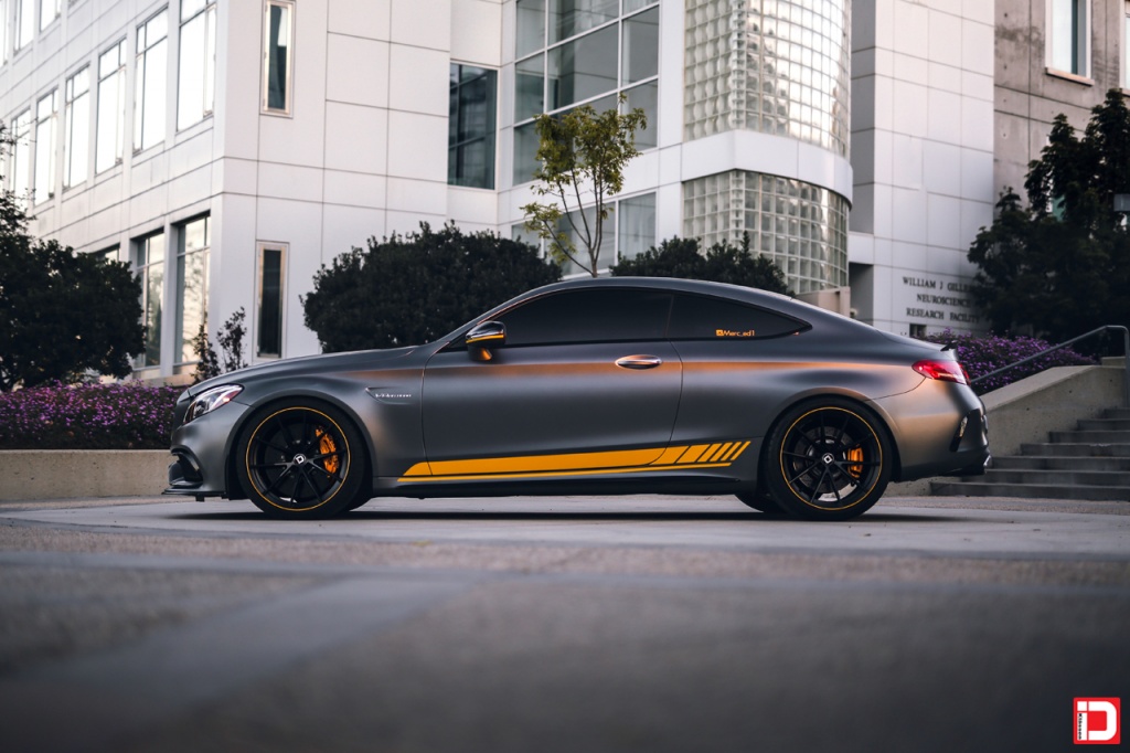 mercedes benz c63s amg ms03 matte black yellow accent klassen klassenid wheels custom bespoke rims wheel vossen forgiato adv1 anrky hre performance al13 brixton