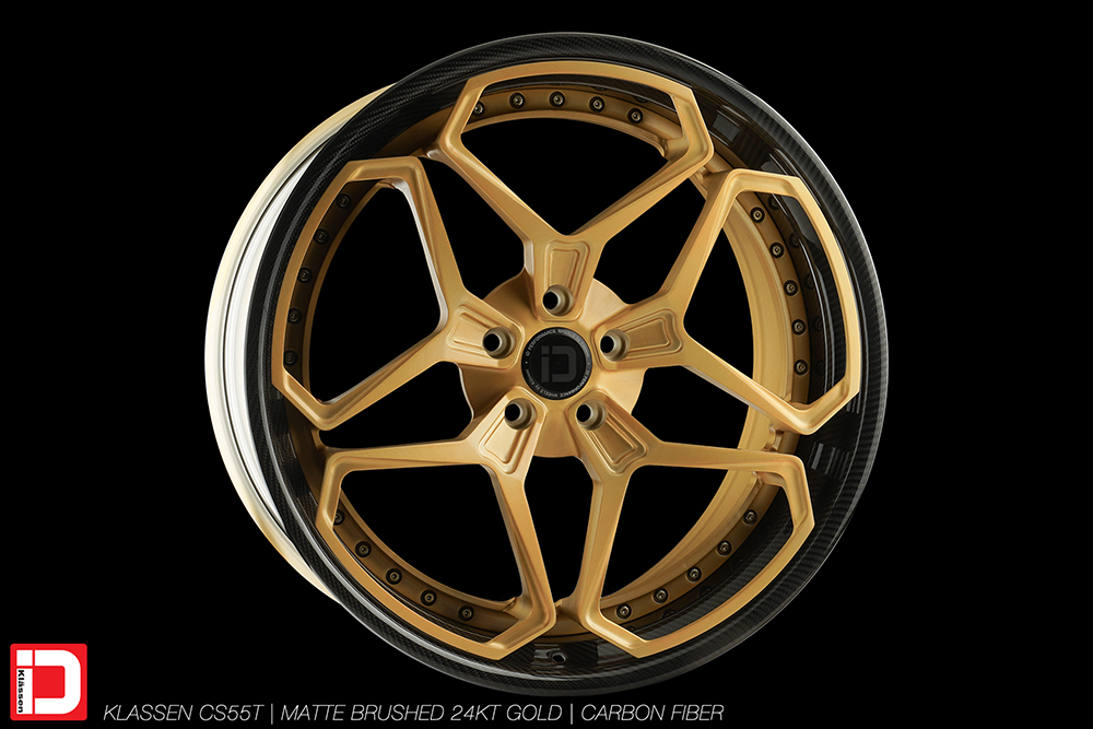 cs55t brushed 24kt gold carbon fiber lip klassen klassenid wheels custom bespoke rims wheel vossen forgiato adv1 anrky hre performance al13 brixton