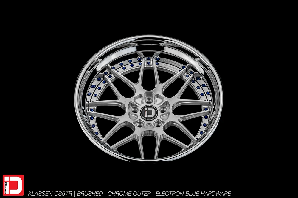 cs57r brushed chrome lip blue hardware klassen klassenid wheels custom bespoke rims wheel vossen forgiato adv1 anrky hre performance al13 brixton made in usa